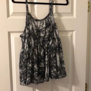 Torrid, 0, black and white palm tree tank top
